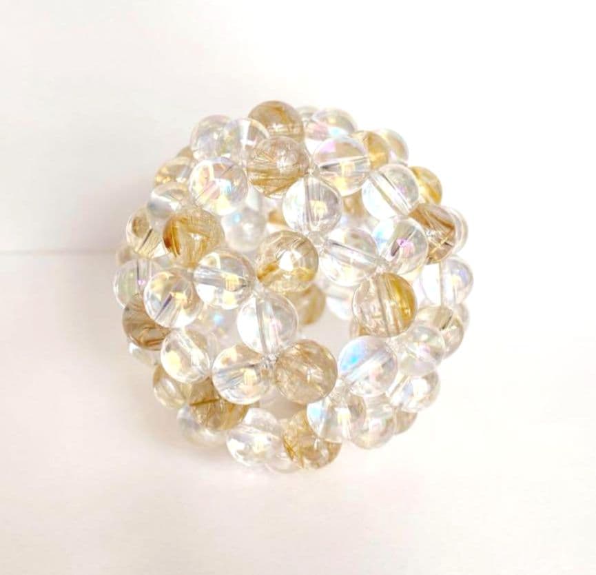 神聖幾何学フラーレン アクアクリスタル ルチルクォーツ 7mm玉 バッキーボール