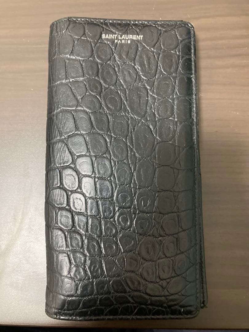 SAINT LAURENT サンローラン 長財布 クロコ型押し ブラック