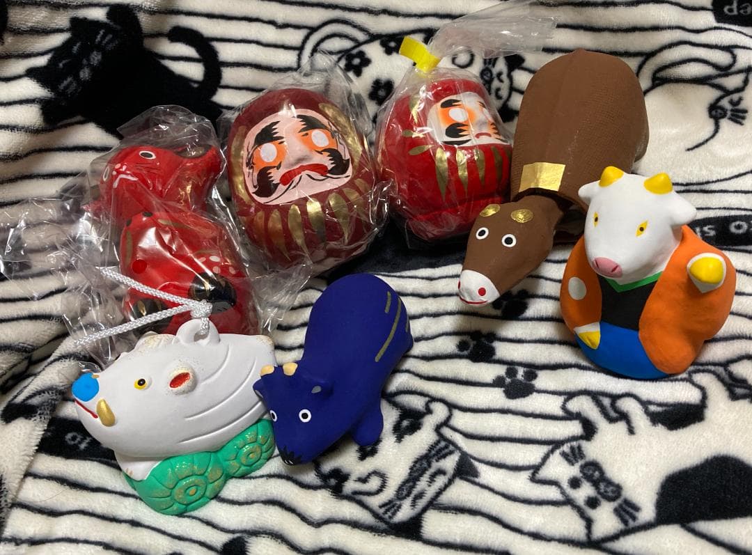 無印良品 福缶 縁起物7体セット「張子うしなすび/巴久張子/開運招き丑/他」