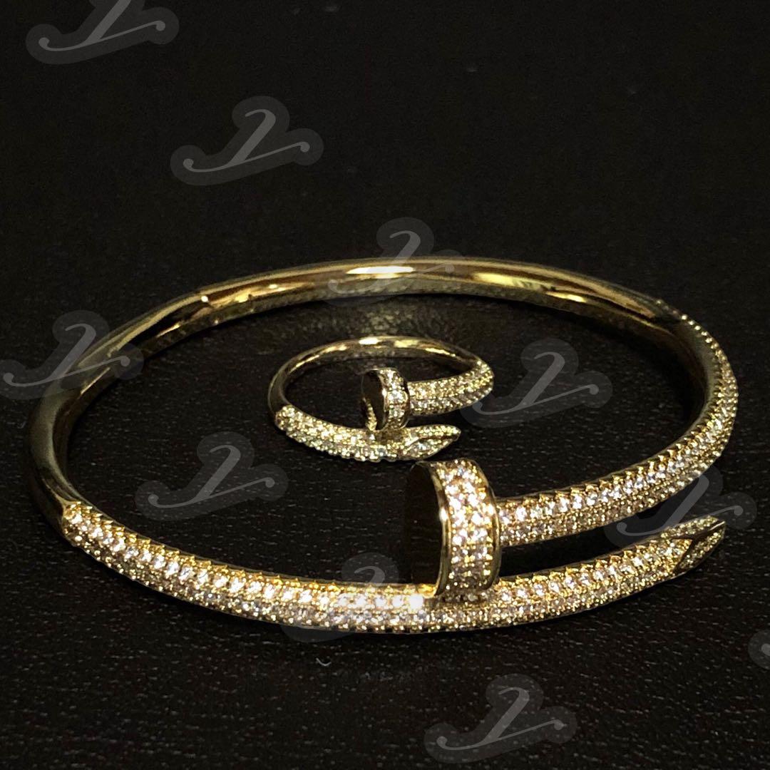 釘 ブレスレット 18K ゴールド ジルコニア リング付き nail