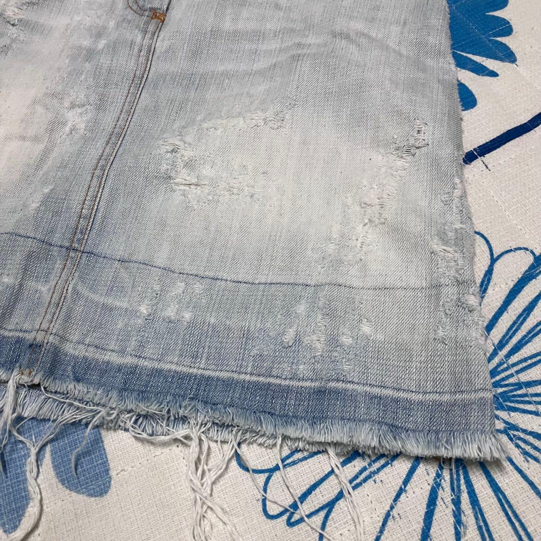 【希少】D&G ドルガバ　メタルロゴ　ダメージ ウォッシュ加工　デニムスカート