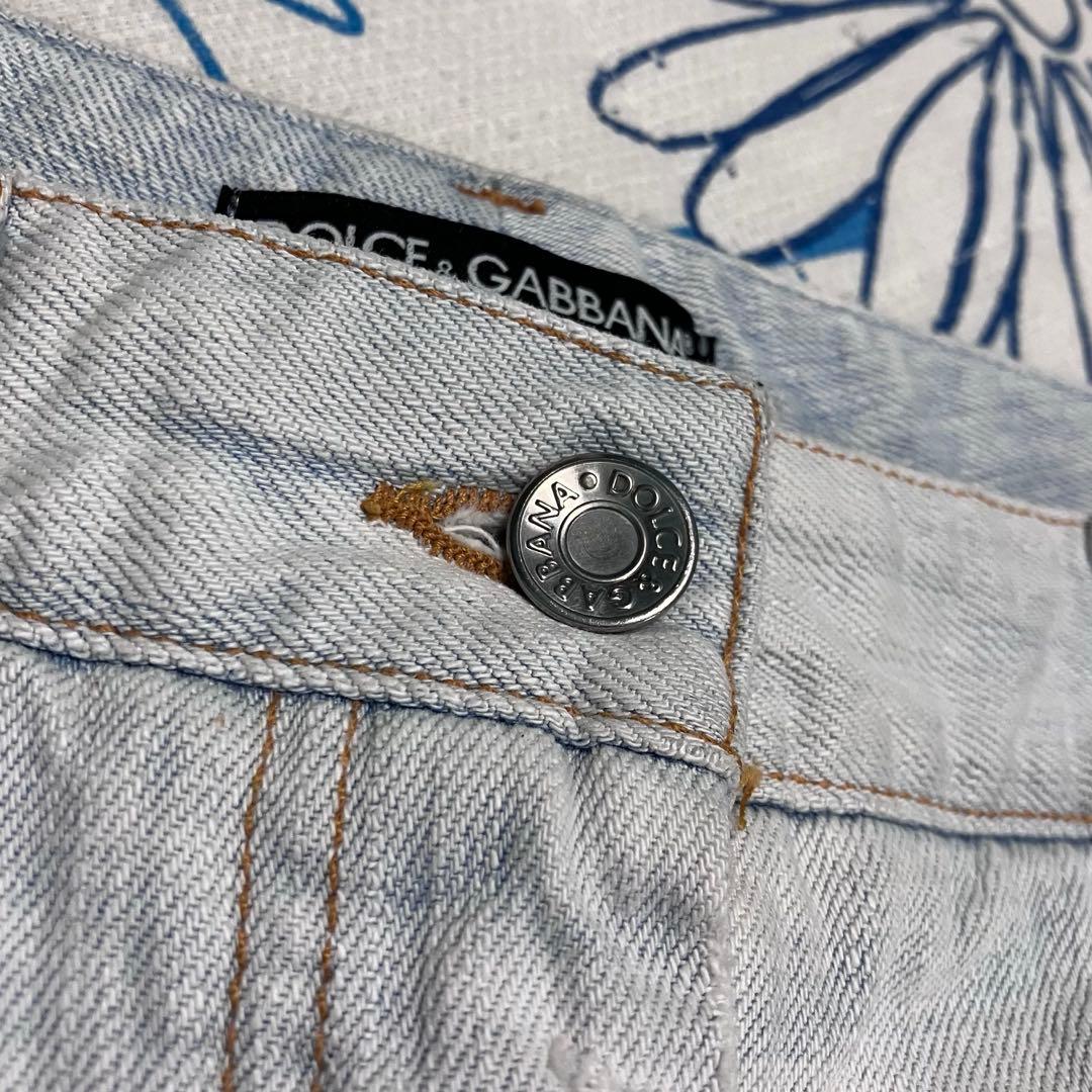 【希少】D&G ドルガバ　メタルロゴ　ダメージ ウォッシュ加工　デニムスカート