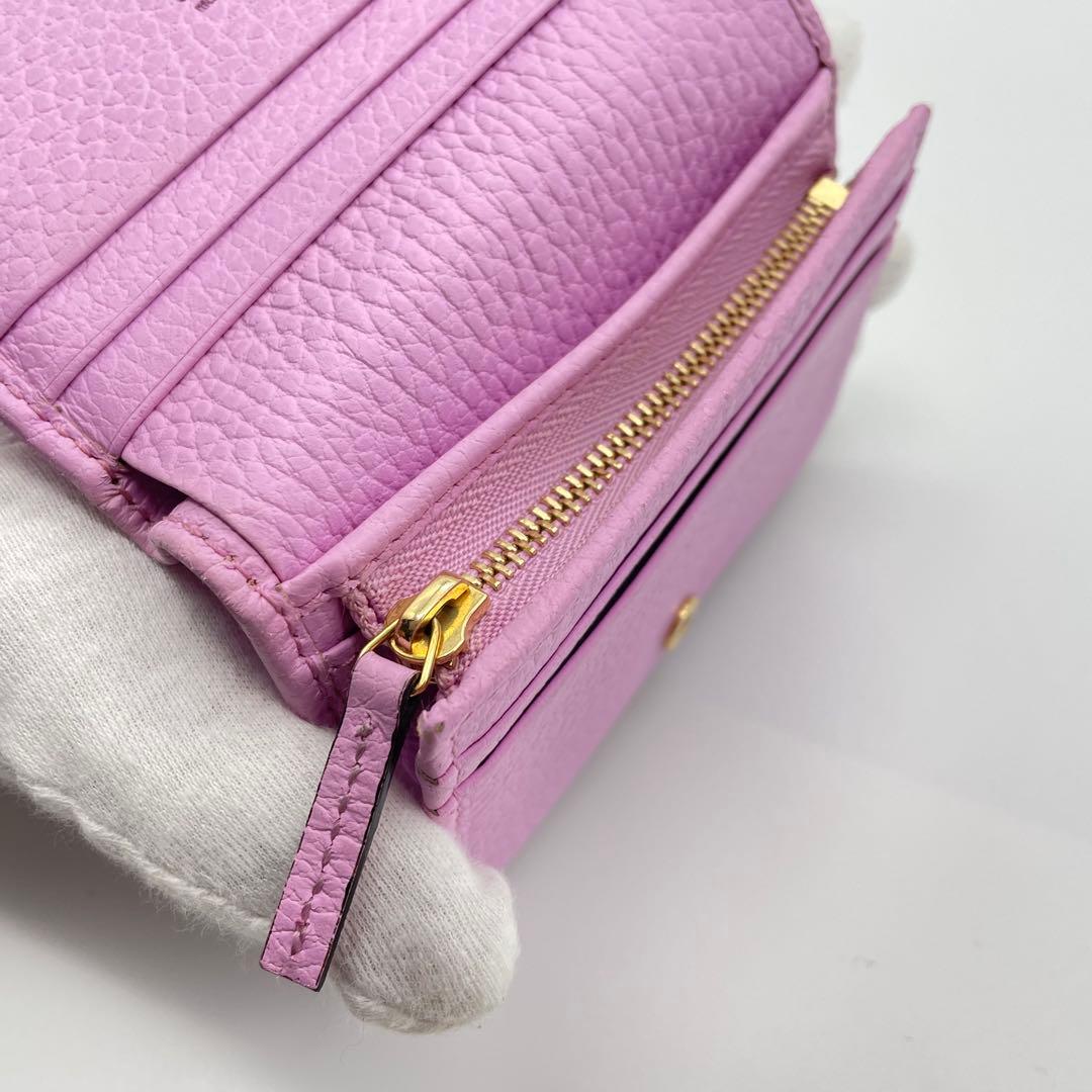 GUCCI 限定 GGマーモント ボスコ レザー 二つ折り財布 ピンク 美品 犬