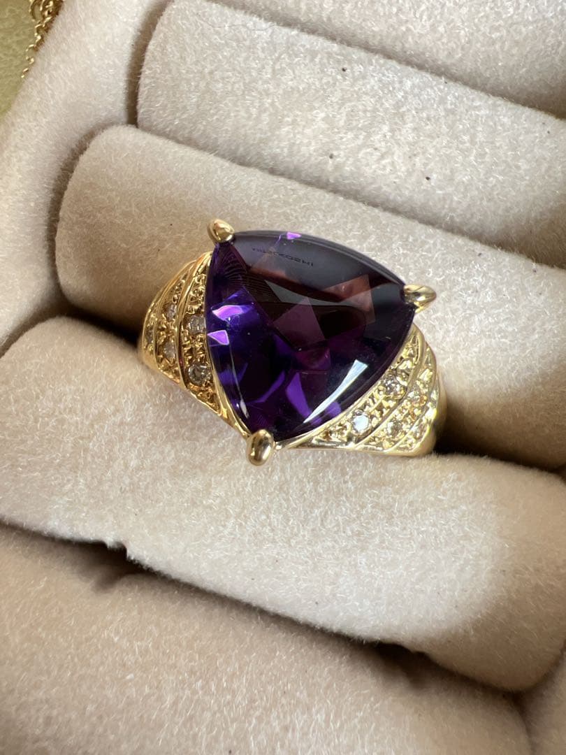 銀座三越　K18 アメジスト　ダイヤ　リング　ネックレスセット