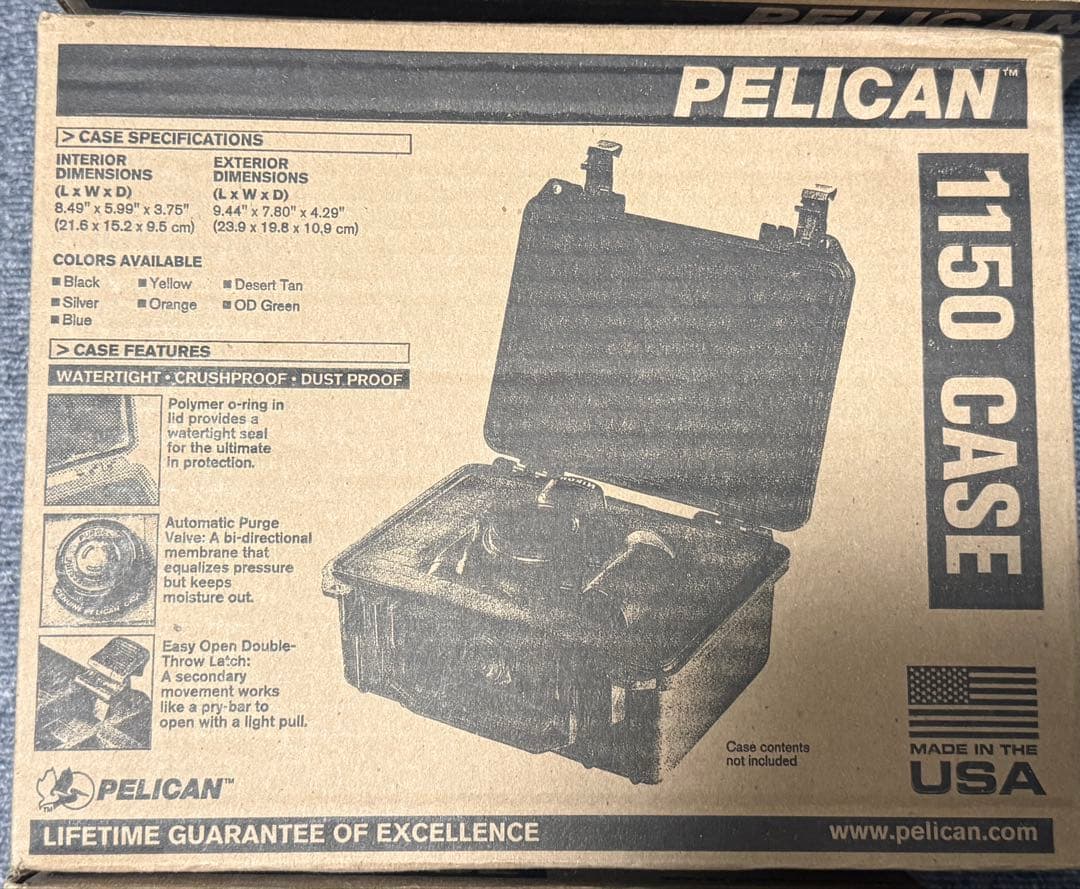 ②送料無料！　【新品】Pelican 1150 ケース 防水・防塵　フォーム有