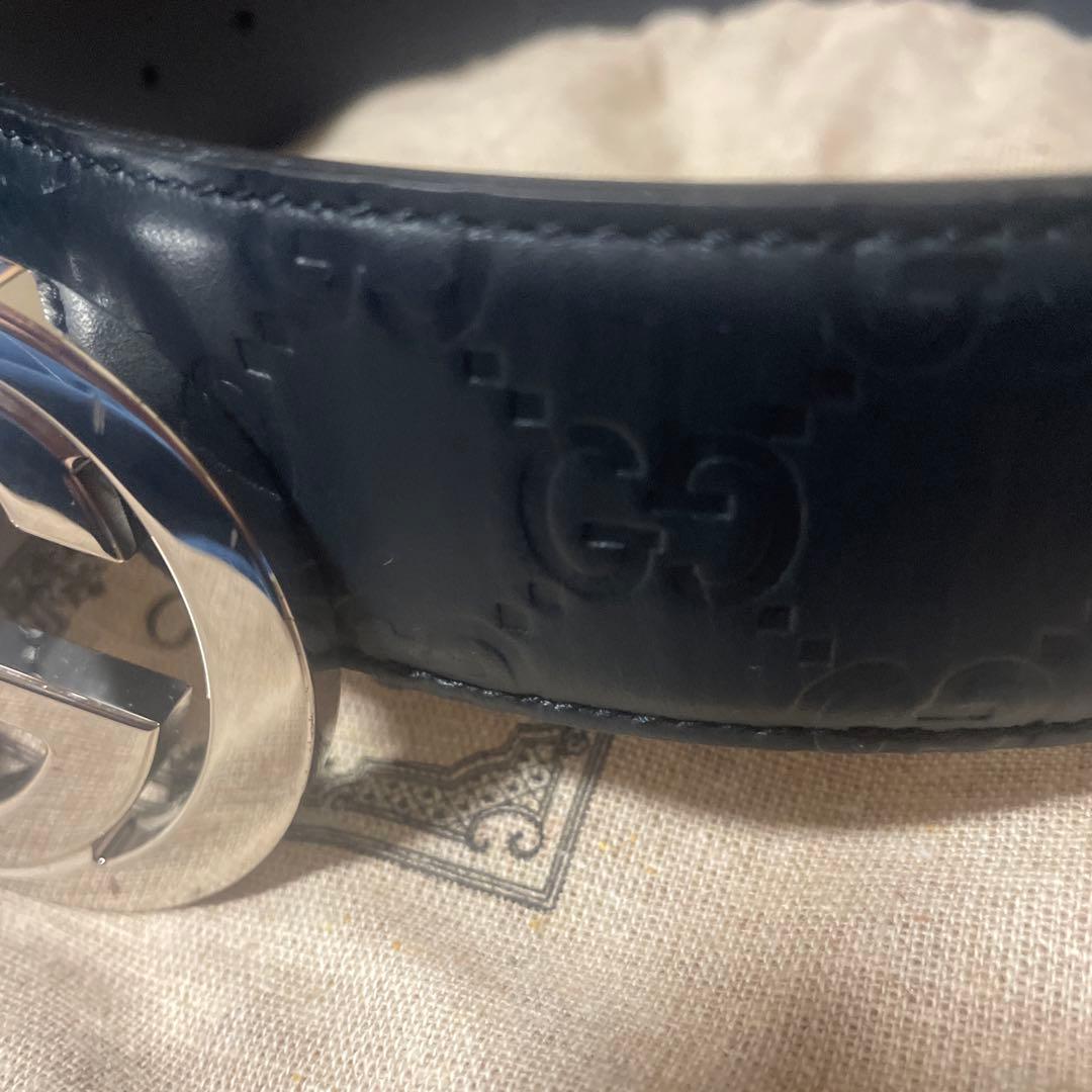 Gucci ネイビー レザー ベルト