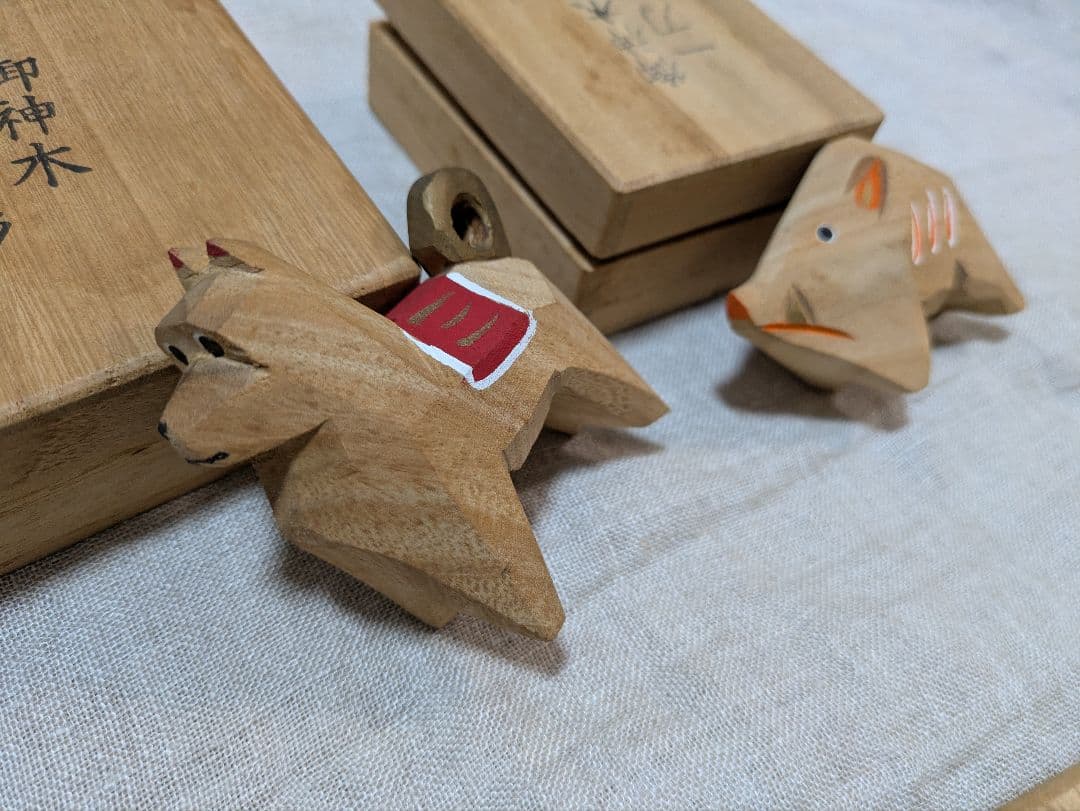 筥崎宮　御神木　一刀彫　十二支　干支　木彫　8個セット　置き物