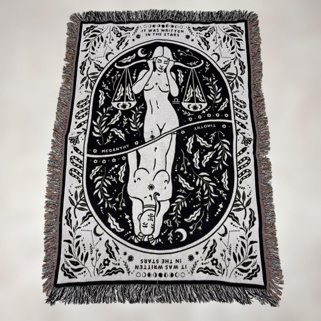 ゾディアック柄　マルチカバー　ソファカバー　ヴィンテージラグ　135x95