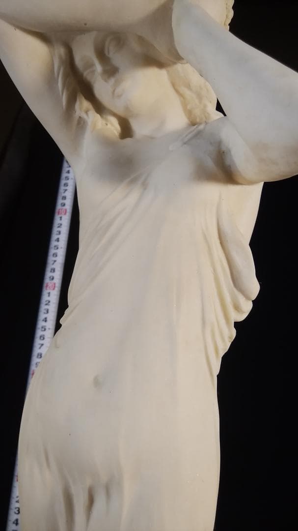 ダル作乙女★アラバスター少女彫刻裸婦像／高５３ｃｍ//白色ブロンズ銅像風女神