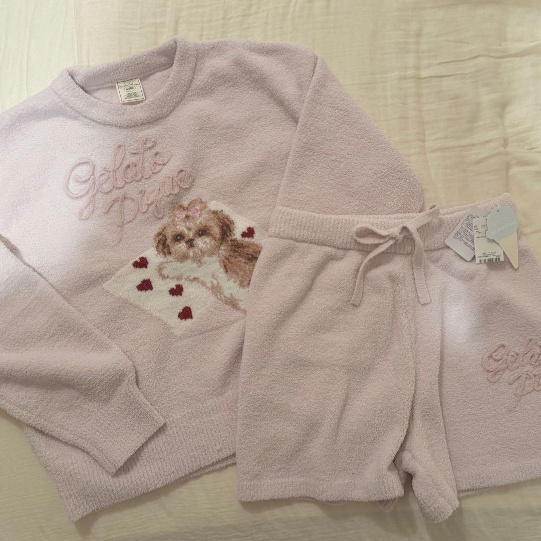 gelato pique ジェラートピケ シーズージャガード 上下セット ピンク