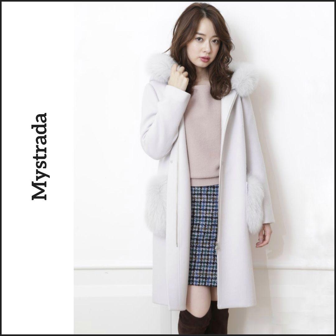 マイストラーダ●リアルファー＆フード取り外し可6way♪ノーカラーロング丈コート