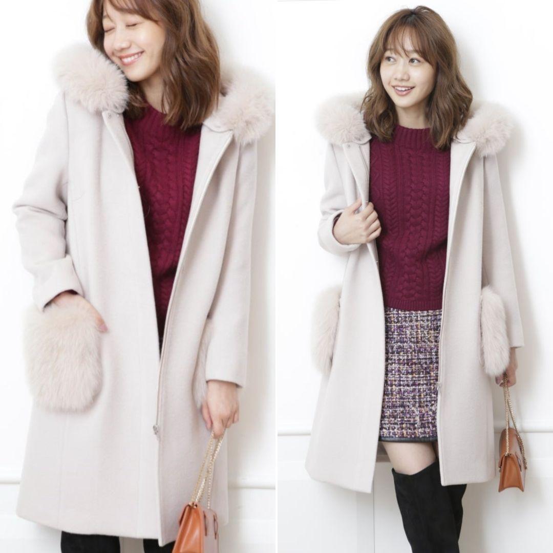 マイストラーダ●リアルファー＆フード取り外し可6way♪ノーカラーロング丈コート