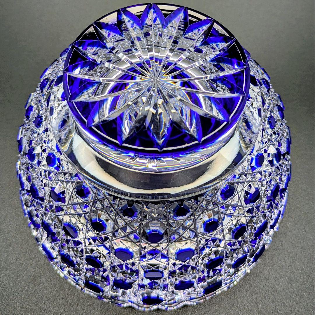 江戸切子　堀口硝子　籠目紋様　向付鉢　✿最高級品✿　【 未使用・美品 】