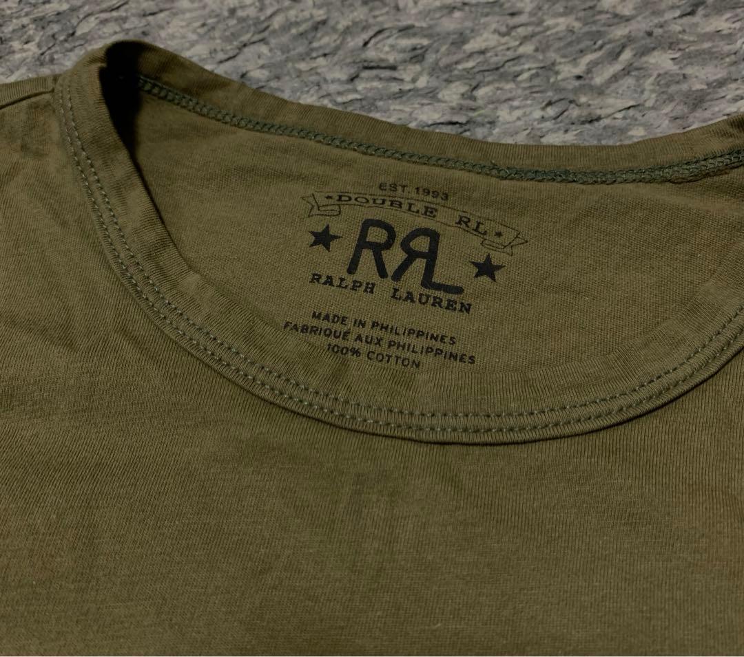 RRLラルフローレンTシャツ オリーブ　半袖　ダブルアールエル ロゴ