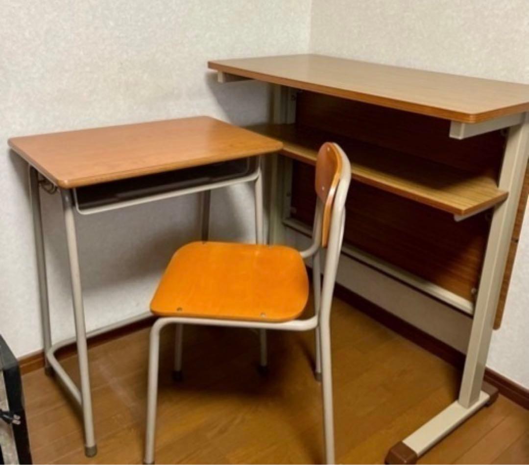 ★手渡し限定★ 昭和レトロな学校の机&イス、教卓　超美品