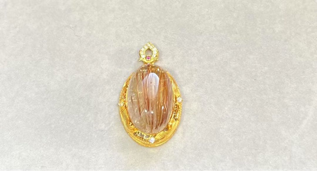 A770 ゴールドルチルクォーツ ペンダントトップ（S925）