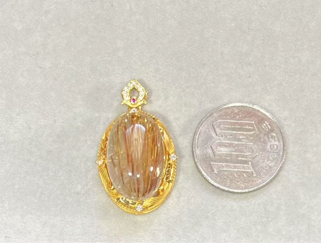 A770 ゴールドルチルクォーツ ペンダントトップ（S925）