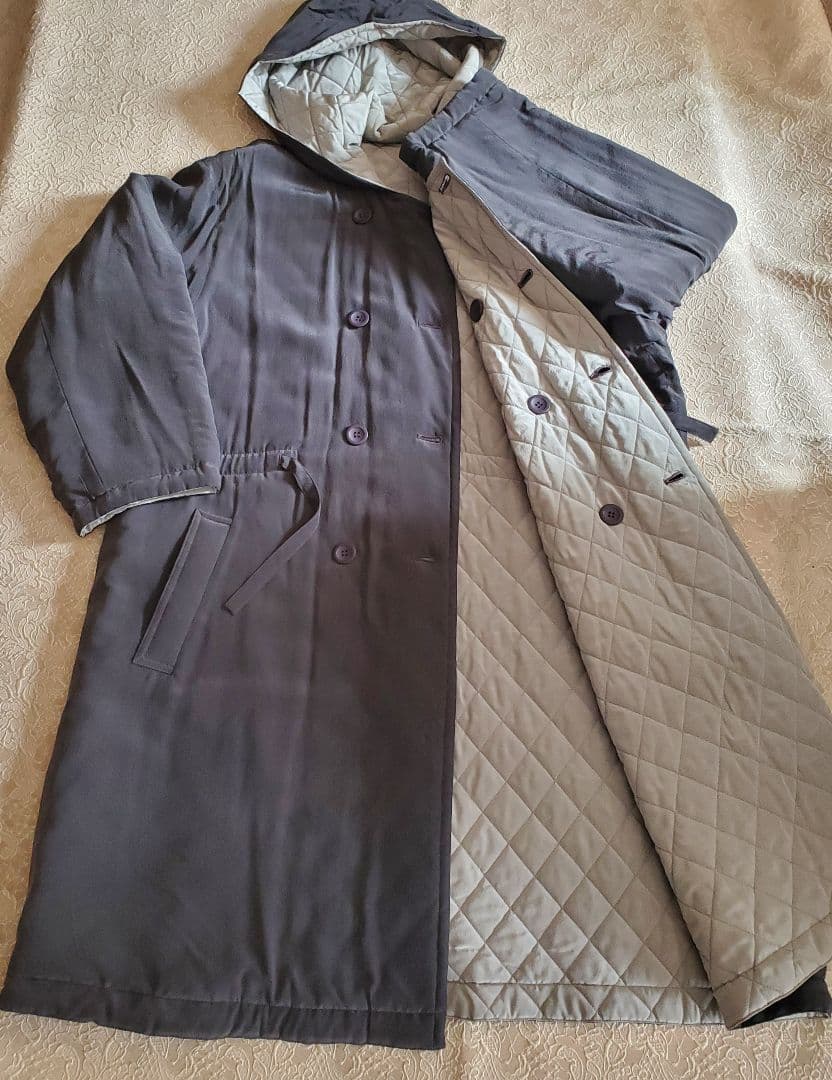 【新品未使用タグ付き】RENOWN　シルク素材 フード付 リバーシブル コート