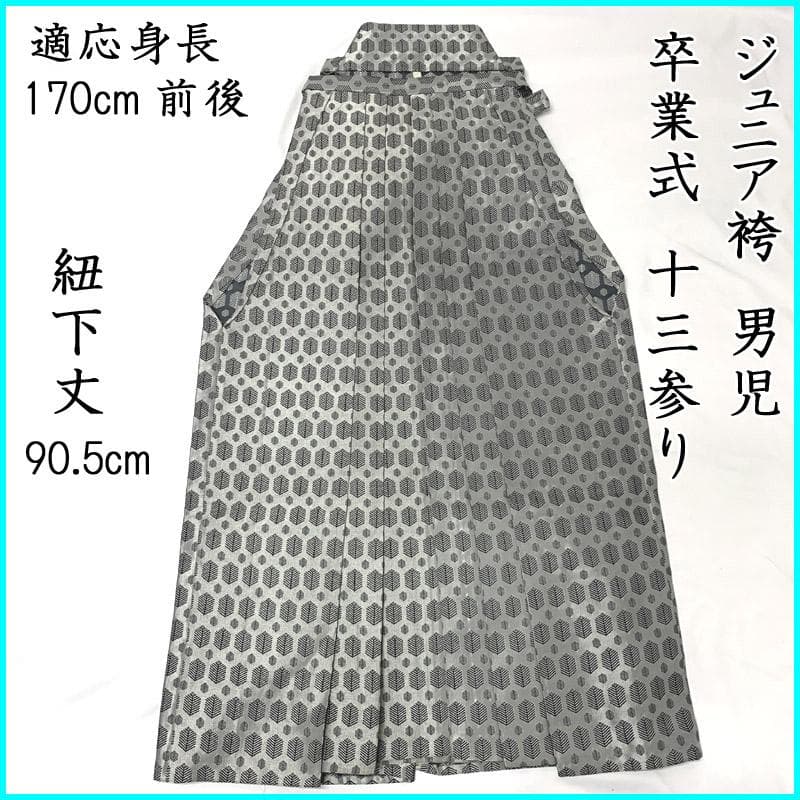 410bj131■袴 ジュニア 男児 シルバー (紐下丈 90.5cm)十三参り