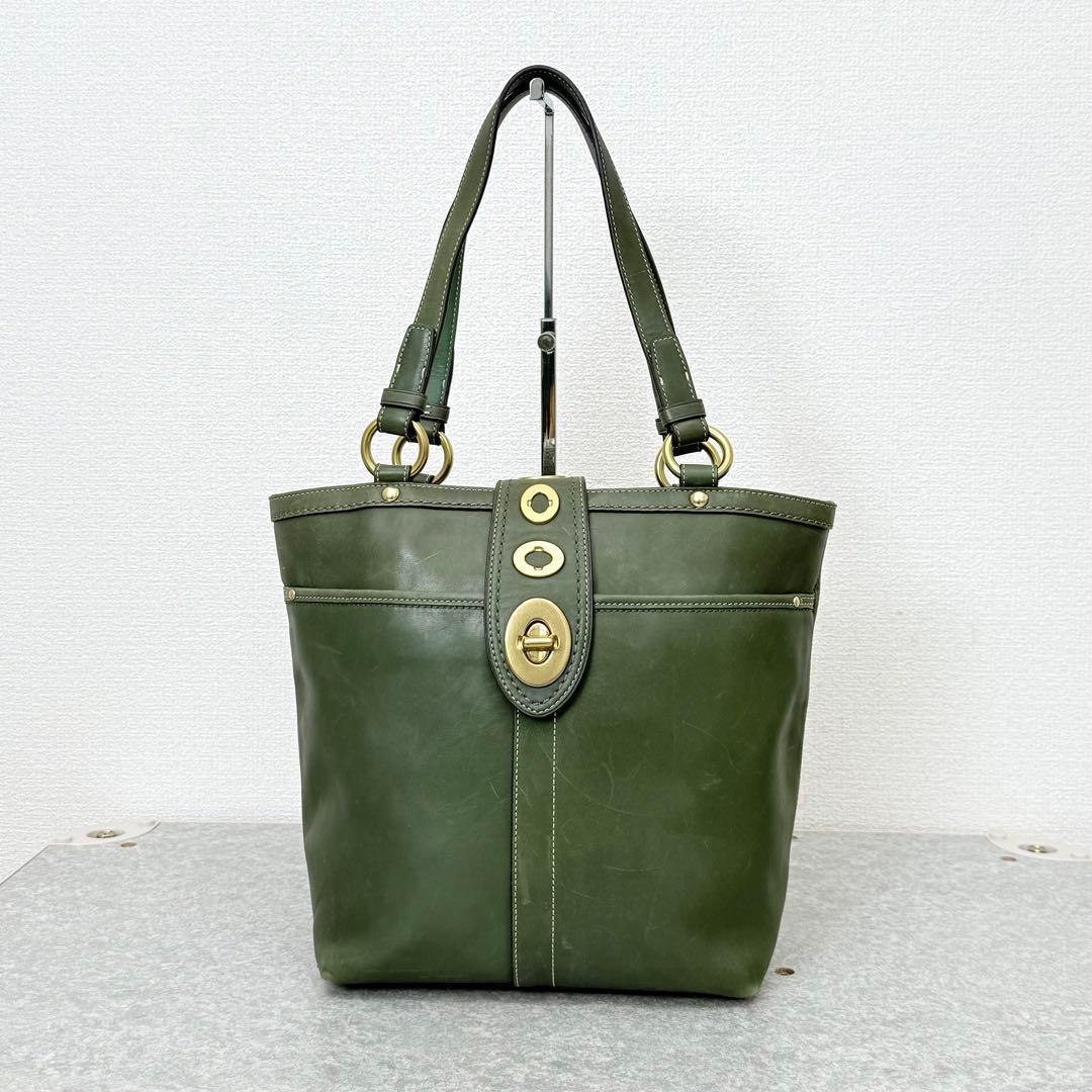 バッグ Coach Lily Legacy Turnrock Green Leather