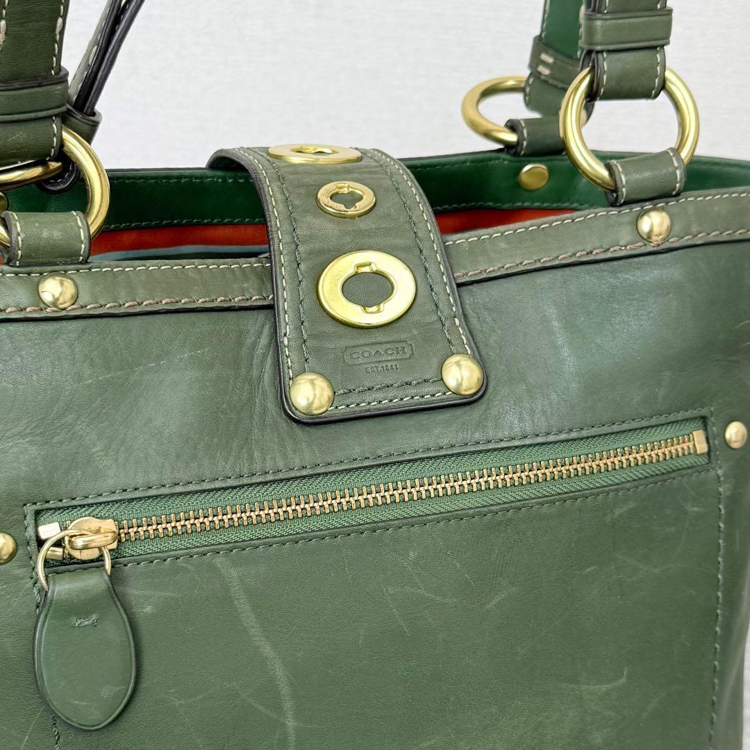 バッグ Coach Lily Legacy Turnrock Green Leather