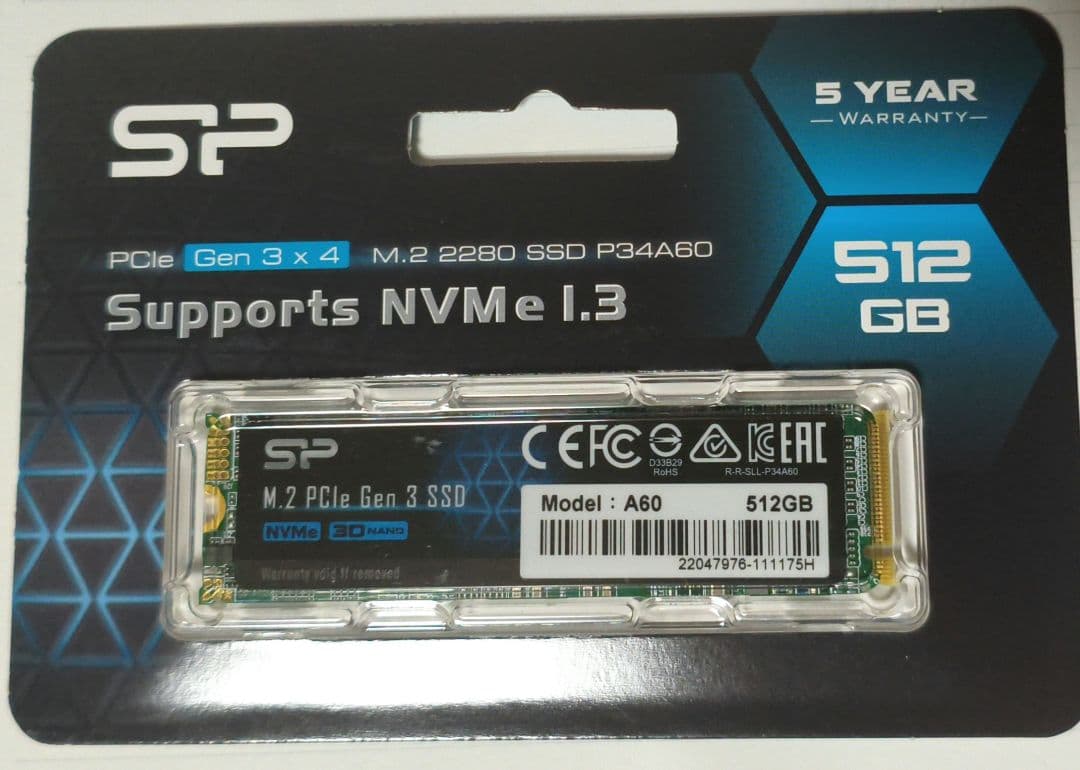 シリコンパワー PCel GEN3×4 A60 512GB M.2 SSD