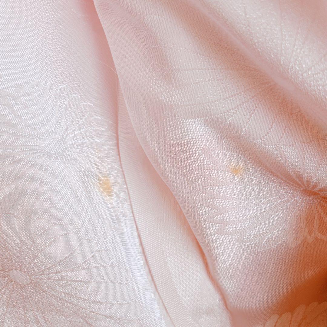 七五三　3歳女の子　長着被布セット　ピンク　巾着　地紋　鶴　金プリント　蝶