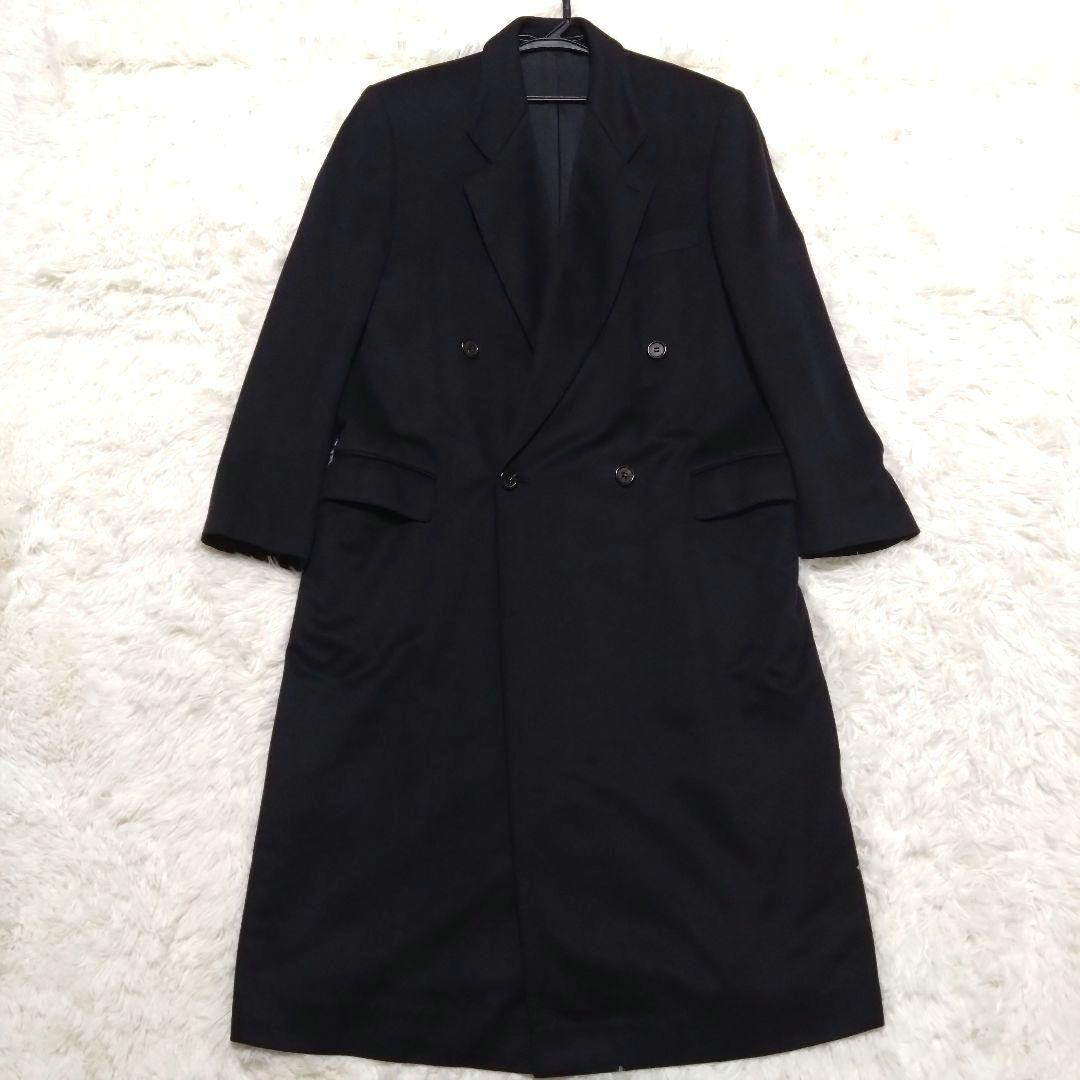 美品 カシミア100% ロロピアーナ生地 ダブルチェスターコート マキシ 黒 M
