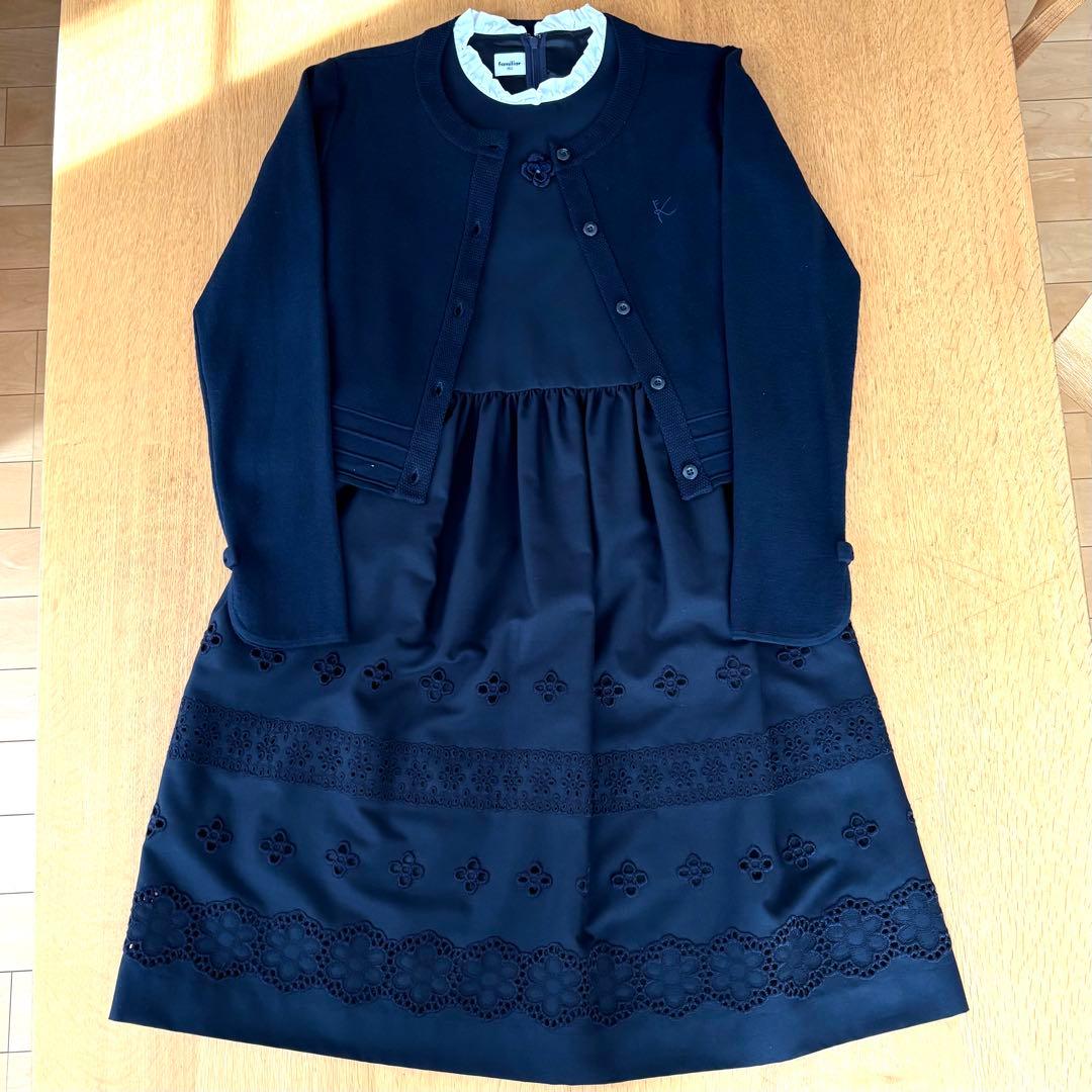 ファミリア　ワンピース　　組曲　ニットジャケット　フォーマル2点セット