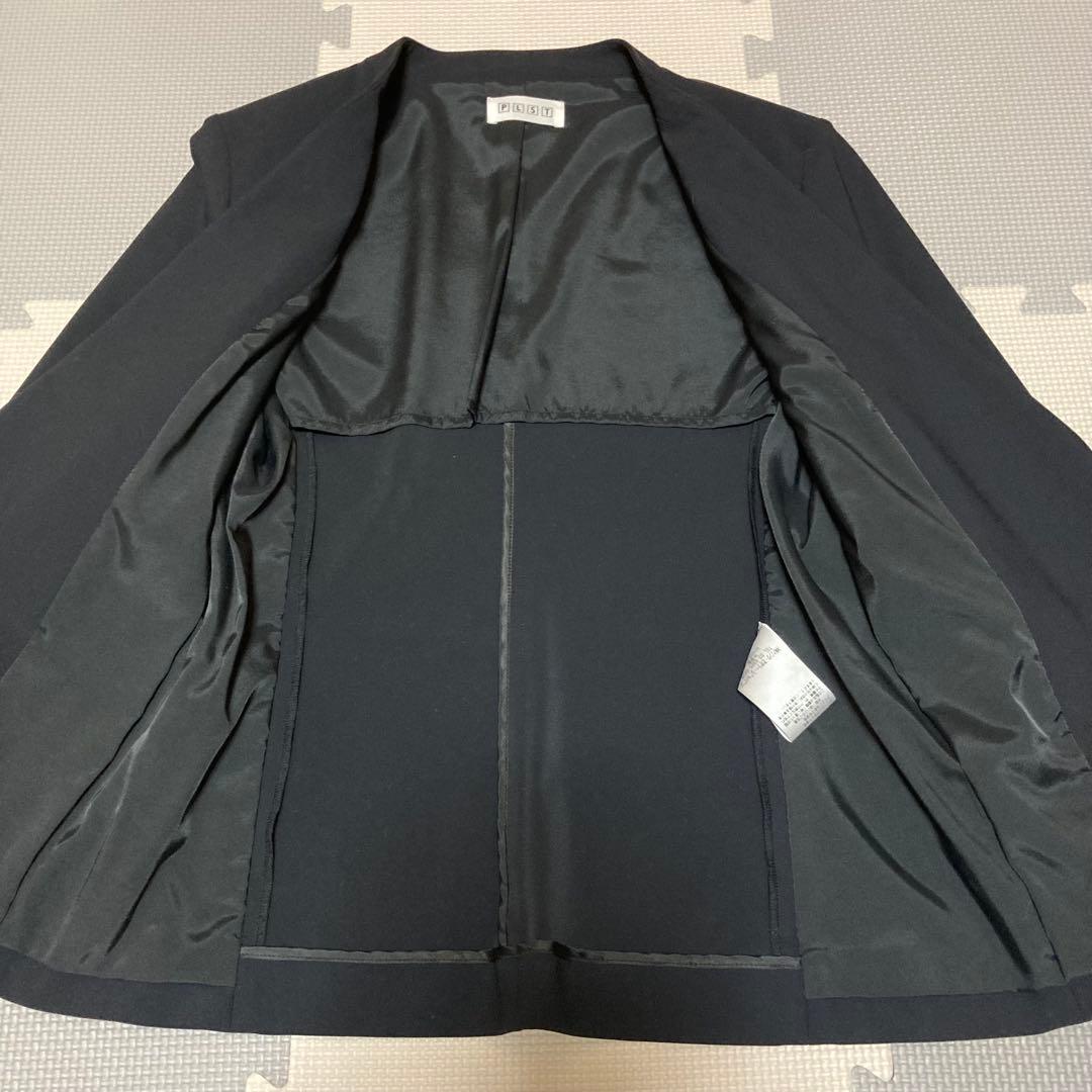 美品✨PLST プラステ パンツスーツ セットアップ ノーカラー ブラック S