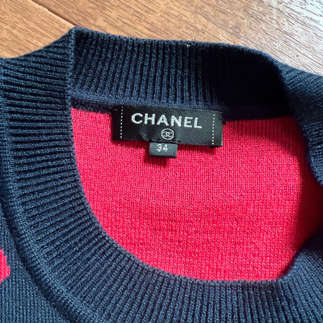 CHANEL ロゴセーター ネイビー/レッド 34