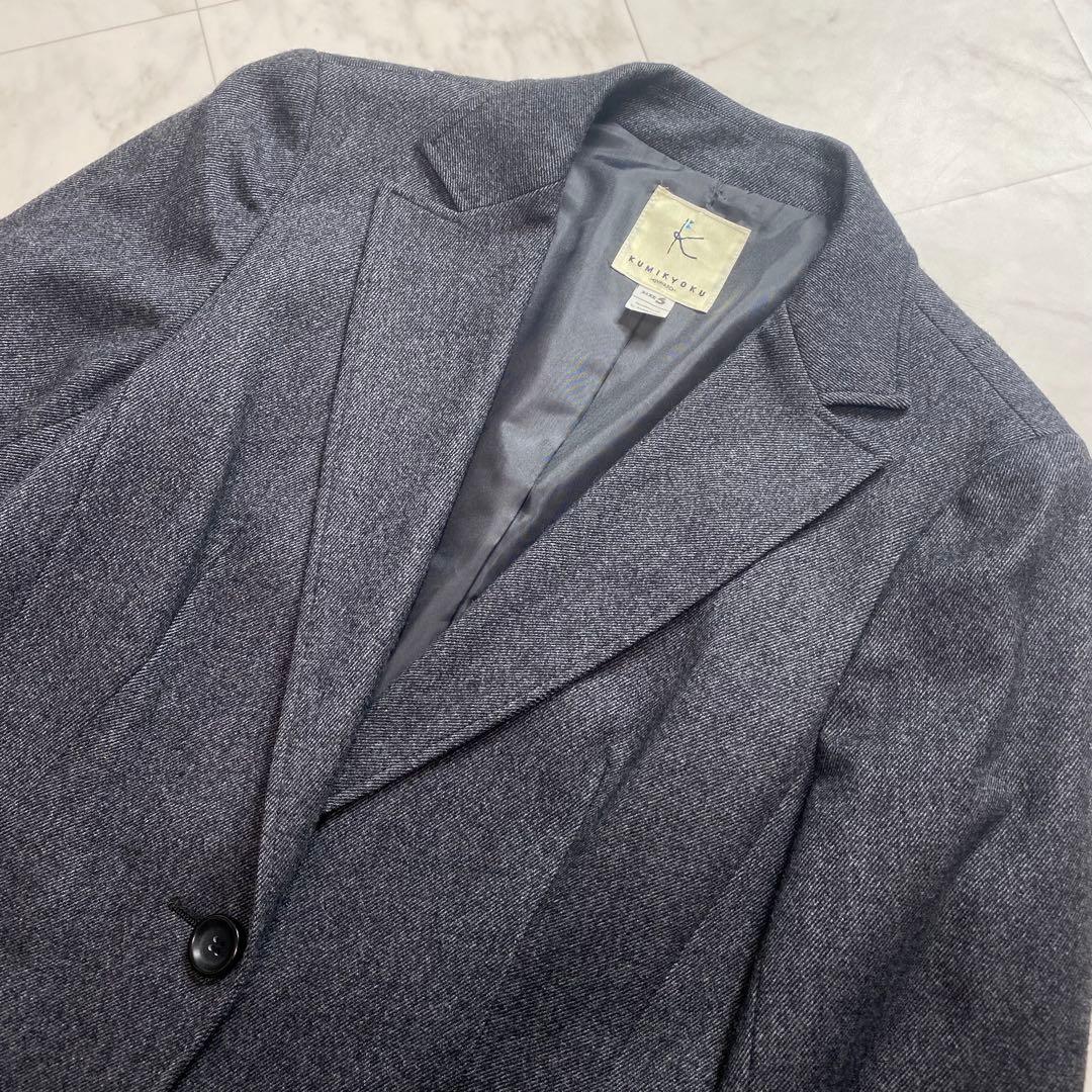 組曲　大きいサイズ2XL パンツスーツ　グレー　カシミヤ混