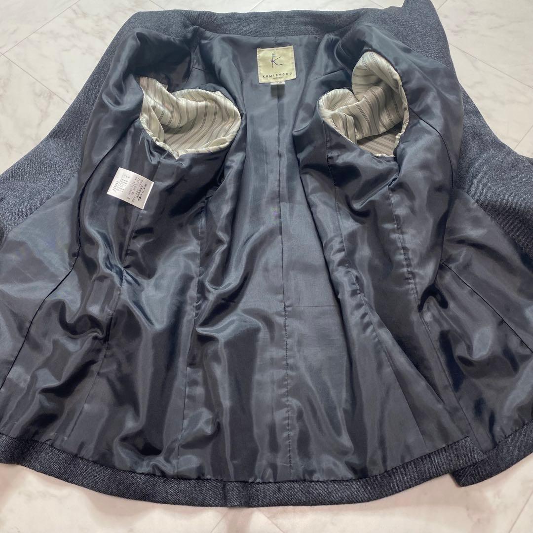 組曲　大きいサイズ2XL パンツスーツ　グレー　カシミヤ混
