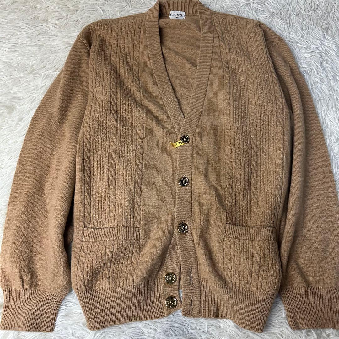 極美品 CELINE SPORTS ケーブル編 カーディガン L 金ボタン
