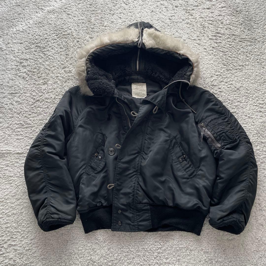 ALPHA USA製 N-2Bフライトジャケット 80s 90s ブラック 短丈