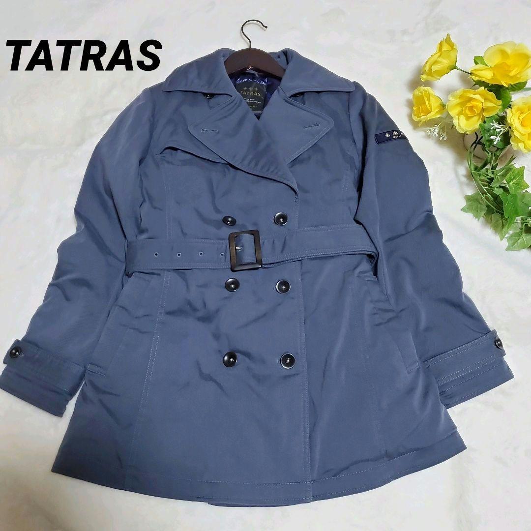 タトラス　ダウン　トレンチコート　ジャケット　ショート丈　ベルト　ブルー　2