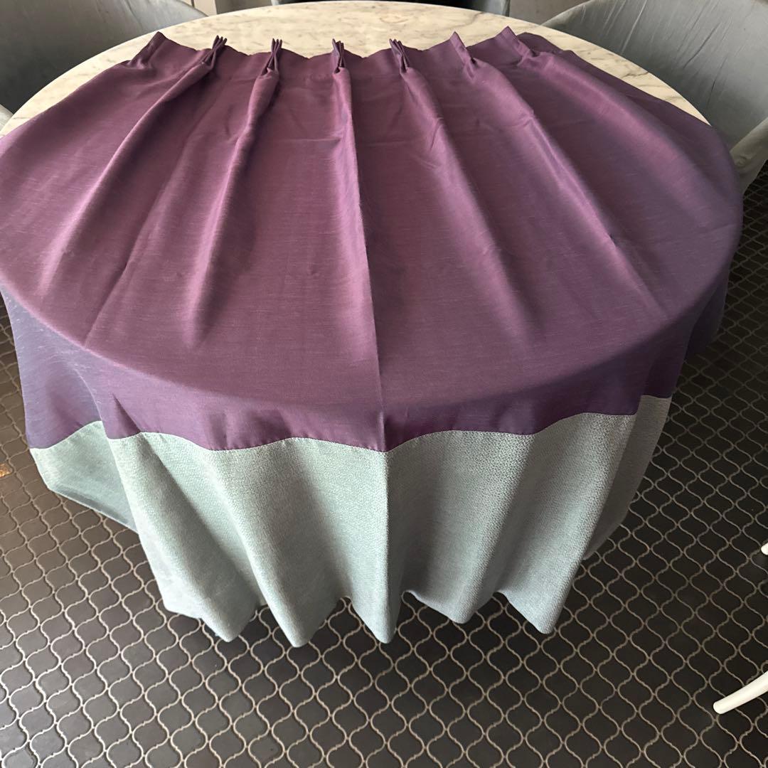 パープル&グリーンツートンドレープカーテンレース付き