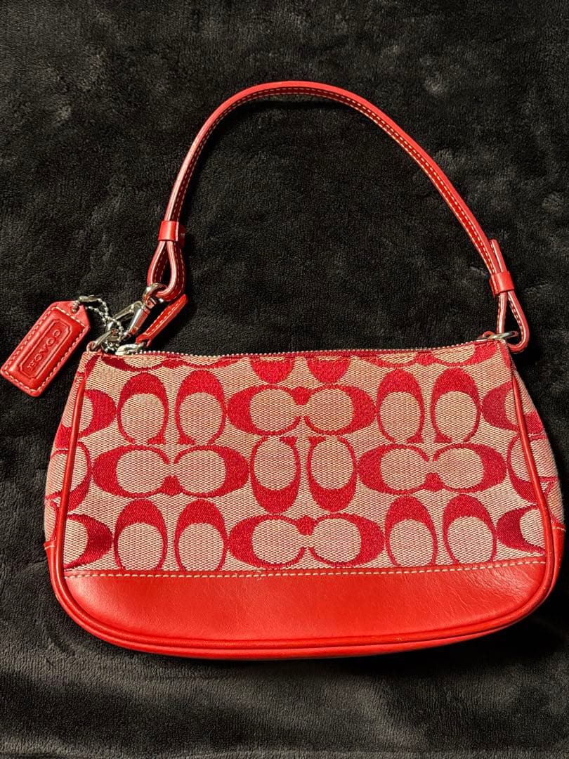 Coach コーチ　シグネチャー　アクセサリーポーチポーチ　レッド