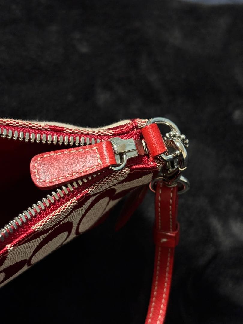 Coach コーチ　シグネチャー　アクセサリーポーチポーチ　レッド