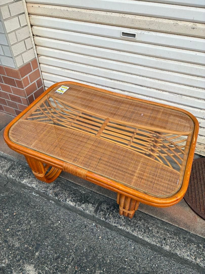 ラタン製　コーヒーテーブル　藤