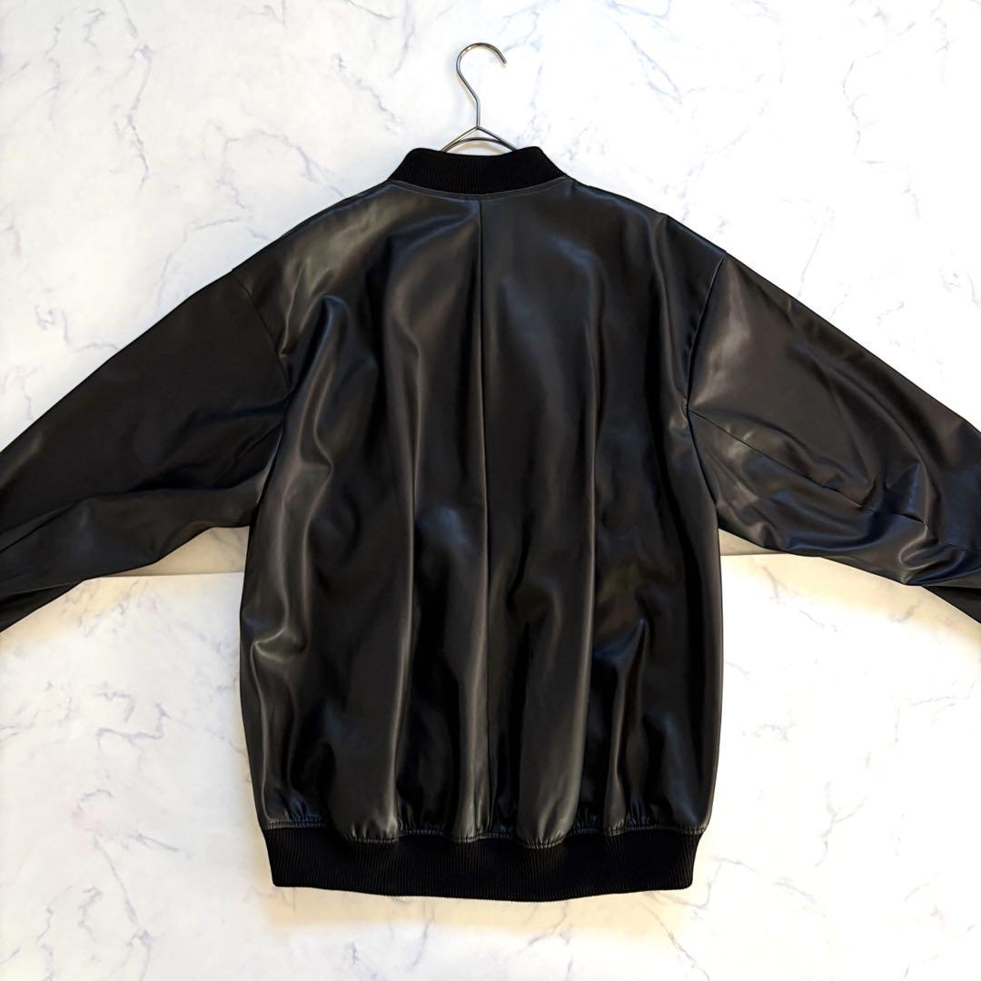 新品タグ付き mizuiro ind シンセティックレザージップブルゾン 黒
