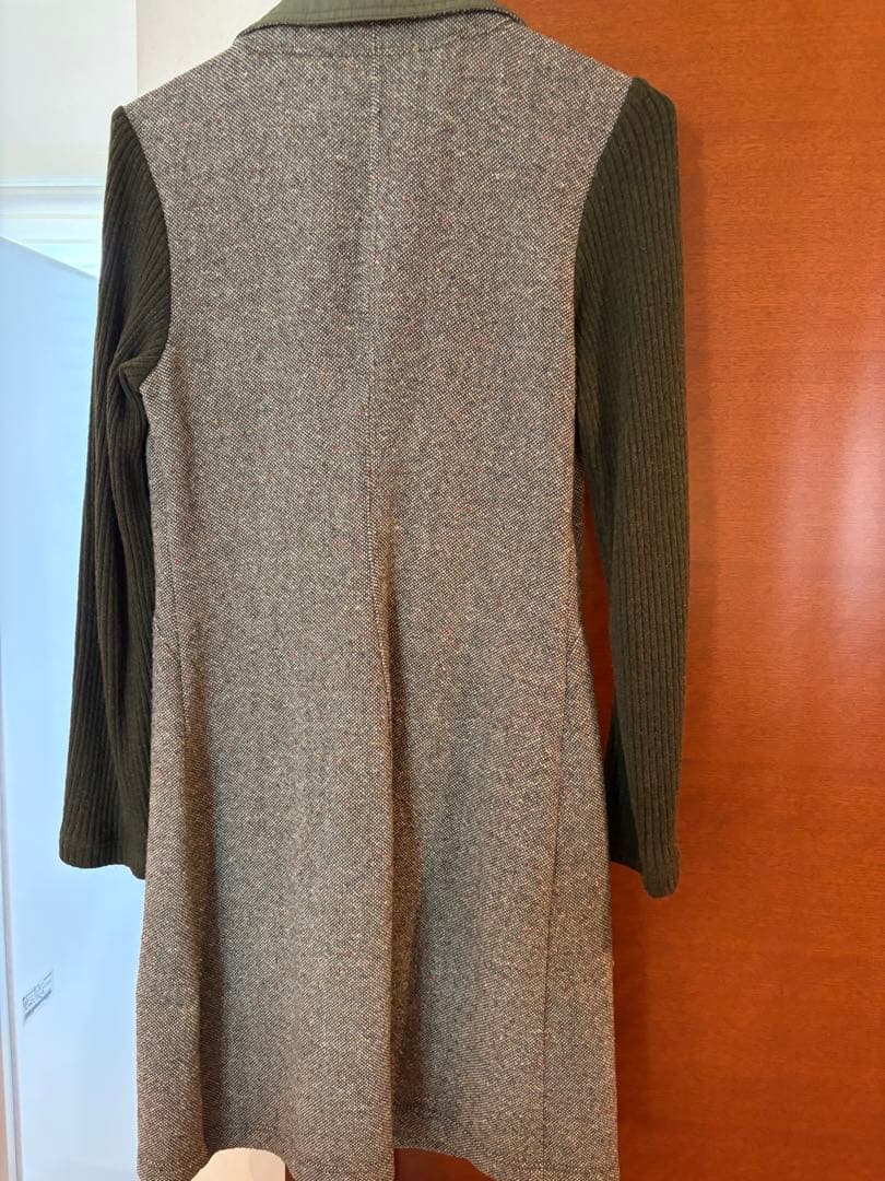 FENDI カーキ 襟付きリブニットワンピース