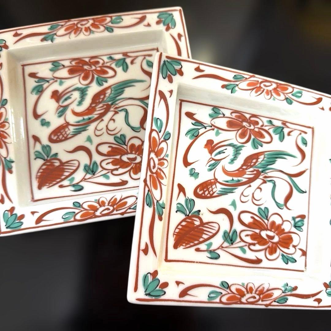 たち吉赤絵金彩八角小鉢　木仙窯 鳳凰 赤絵 文角HOYAクリスタルNo.5-18