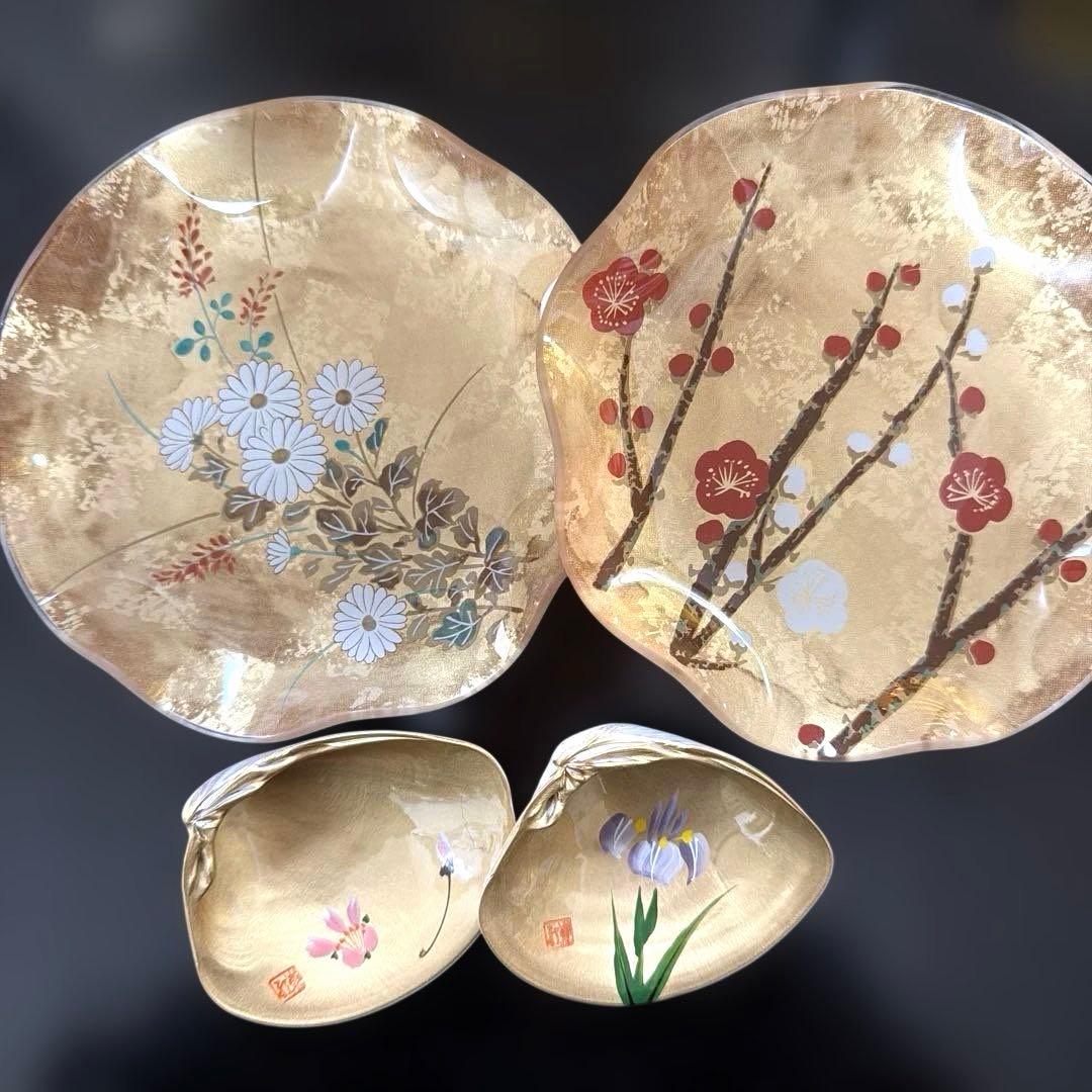 たち吉赤絵金彩八角小鉢　木仙窯 鳳凰 赤絵 文角HOYAクリスタルNo.5-18