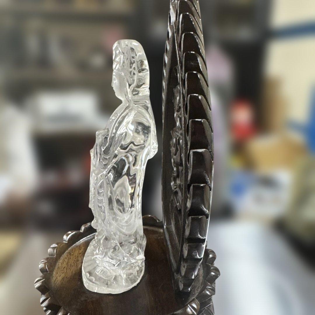 高品質　観音水晶　置物　約12cm