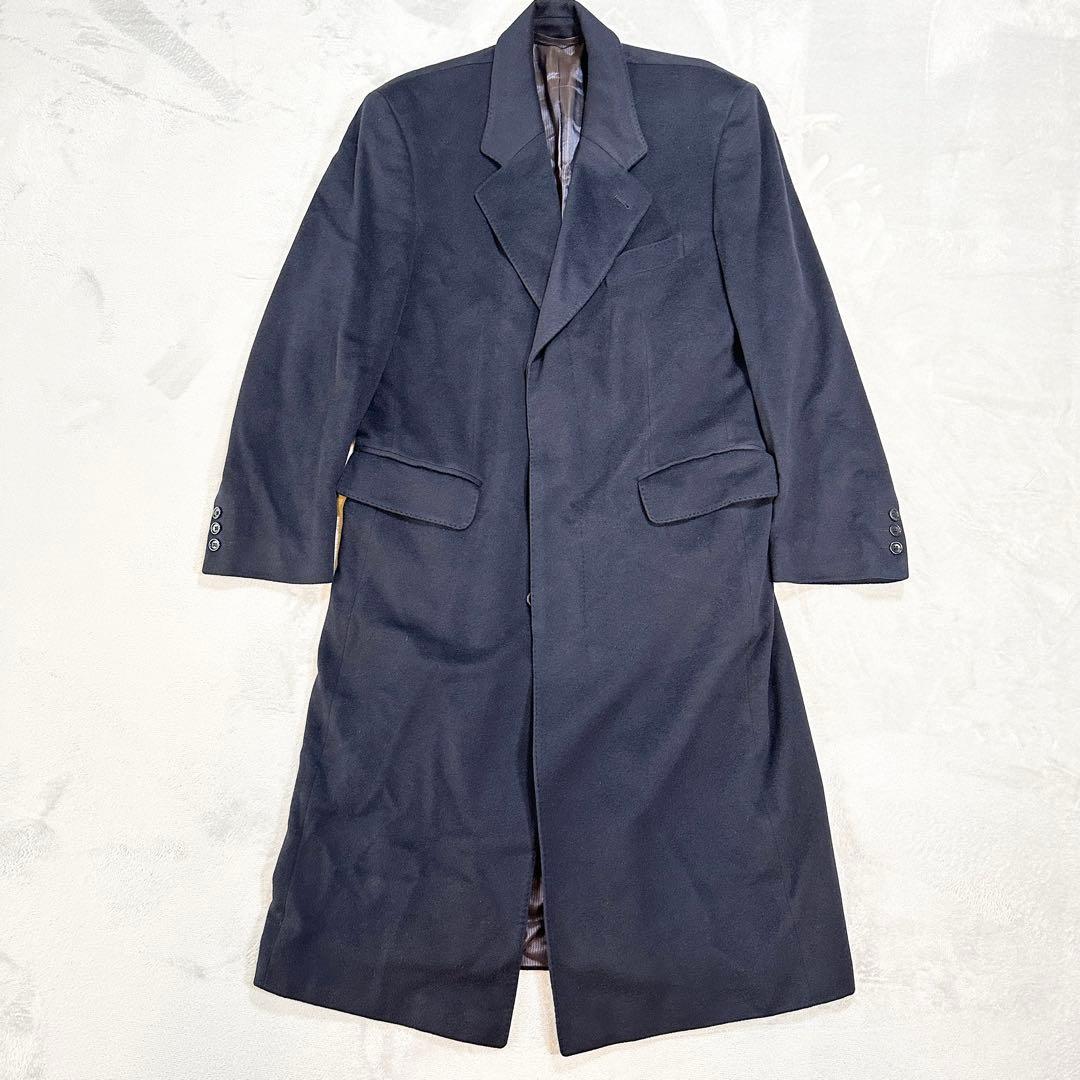 美品　コロンボ社製カシミヤ100%　ステンカラーコート ドイツ　上質　濃紺