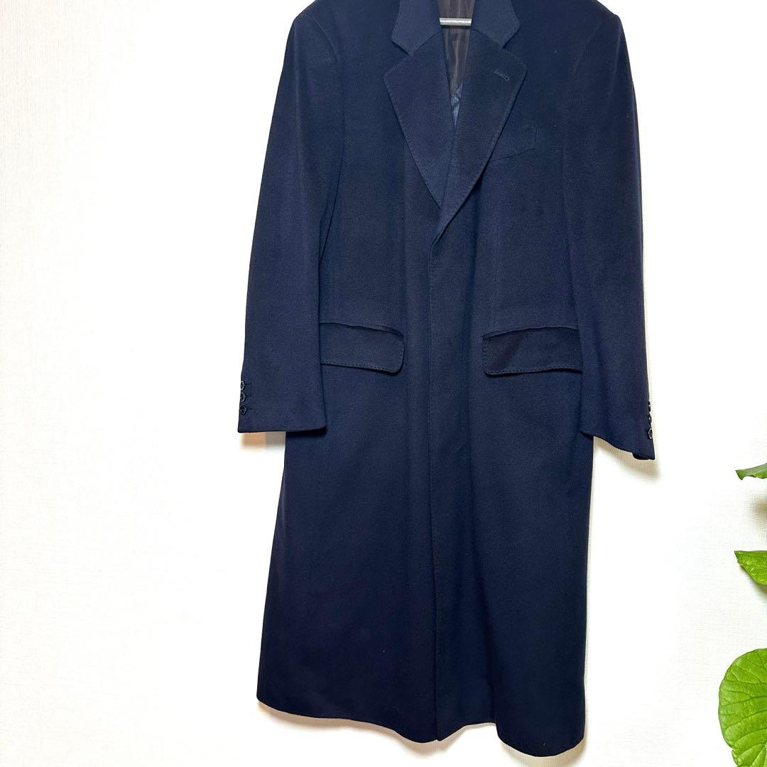 美品　コロンボ社製カシミヤ100%　ステンカラーコート ドイツ　上質　濃紺