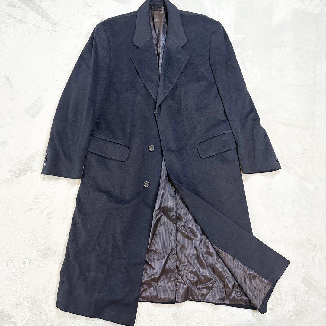 美品　コロンボ社製カシミヤ100%　ステンカラーコート ドイツ　上質　濃紺