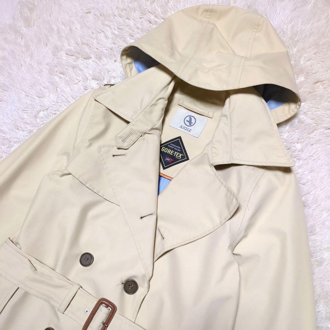 美品！AIGLE　ゴアテックス2wayトレンチコート　M　ベージュ　防水