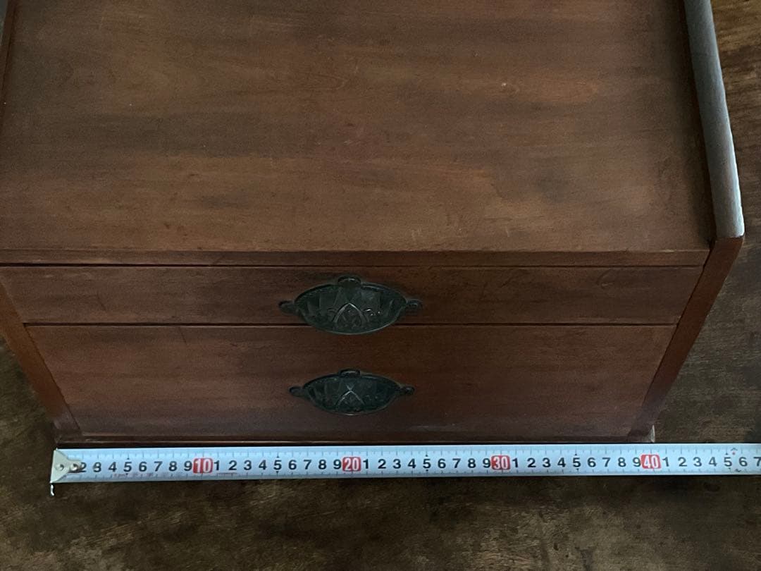 小箪笥　貝殻取っ手　シェル取手　2段　小引出し　古家具　古道具